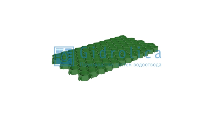 Решетка газонная Gidrolica Eco Standart РГ-70.40.3,2 - пластиковая зеленая, арт. 607