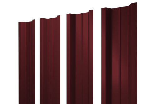 Штакетник П-образный В с прямым резом 0,45 PE RAL 3005 красное вино