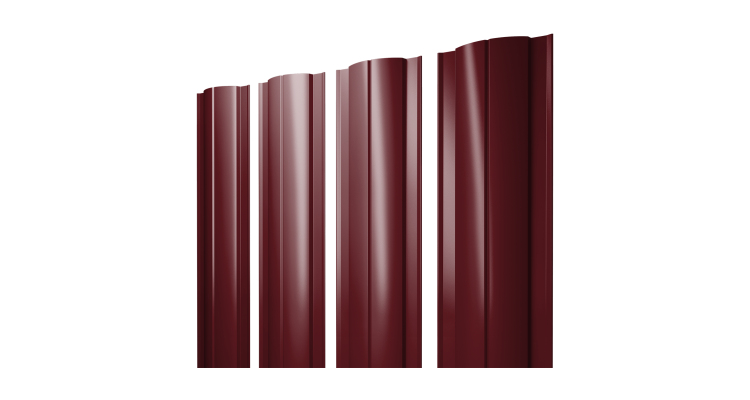 Штакетник Круглый с прямым резом 0,45 PE RAL 3005 красное вино