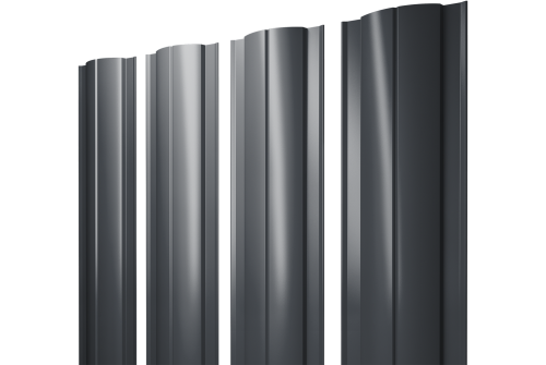 Штакетник Круглый с прямым резом 0,45 PE RAL 7024 мокрый асфальт